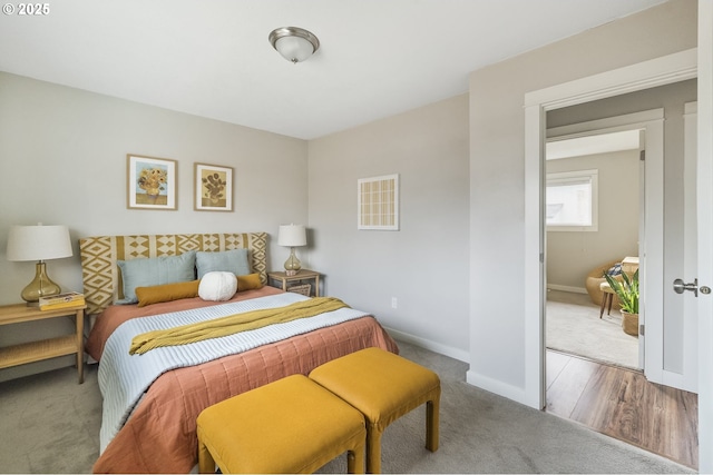 bedroom with light hardwood / wood-style flooring