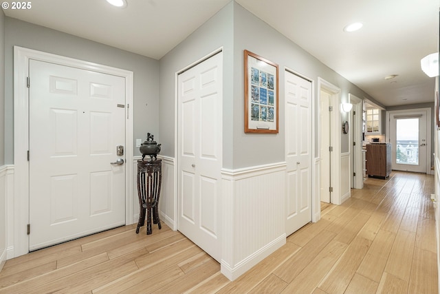 foyer entrance featuring light hardwood / wood-style floors