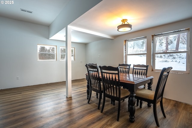 932 Zelinski Rd, Goldendale, WA 98620 - dining space featuring visible vents and dark wood finished floors
