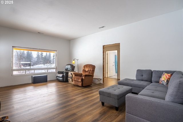 living room with hardwood / wood-style flooring