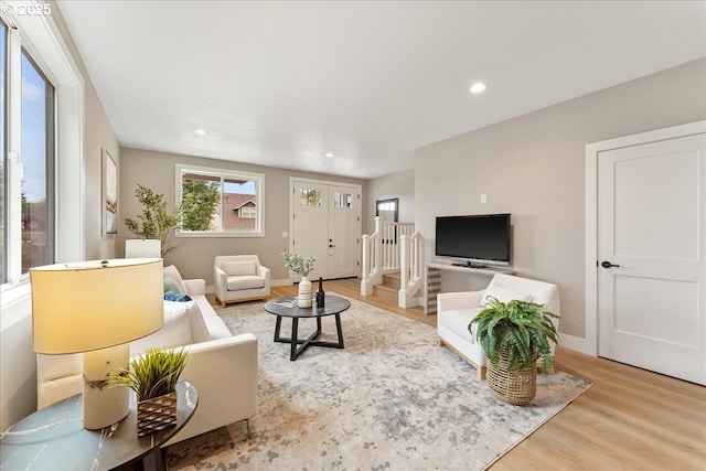 living room featuring light hardwood / wood-style flooring