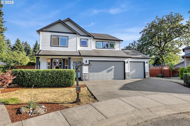 view of front of property with a garage