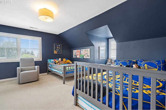 6413 Buena Vista Dr, Vancouver, WA 98661 - carpeted bedroom with vaulted ceiling and baseboards