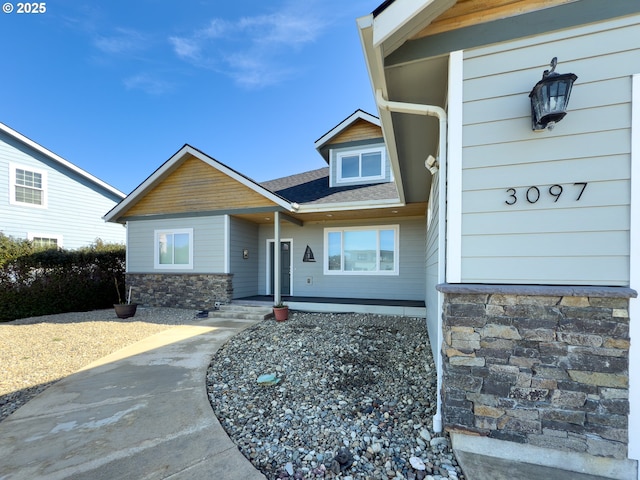 view of front of house featuring stone siding