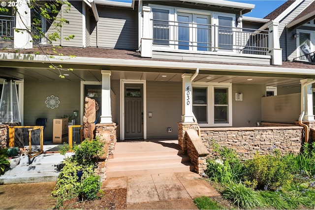 entrance to property with a porch