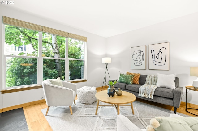 1710 S Harbor Way Unit 201, Portland, OR 97201 - living room featuring wood finished floors and baseboards