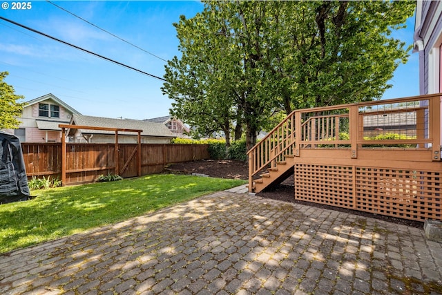 4536 N Haight Ave, Portland, OR 97217 - view of yard with a fenced backyard, a patio area, and a deck