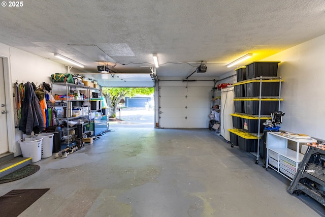 garage with a garage door opener