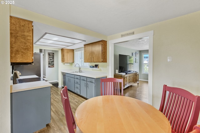 311 S 68th Pl, Springfield, OR 97478 - kitchen featuring light wood-style flooring, light countertops, plenty of natural light, and dishwasher