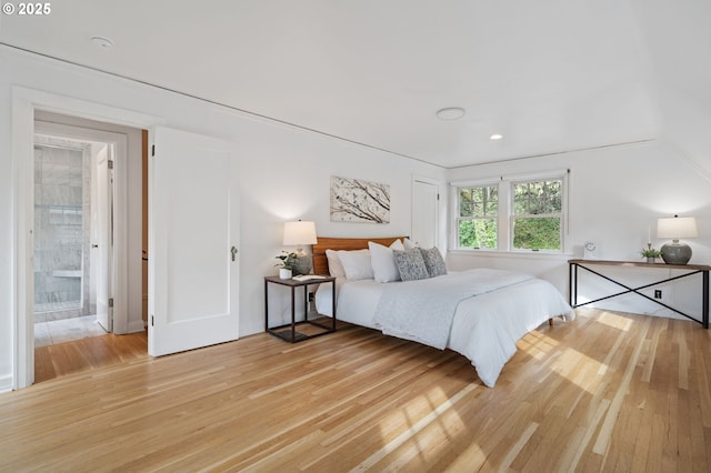 bedroom with light wood-style flooring