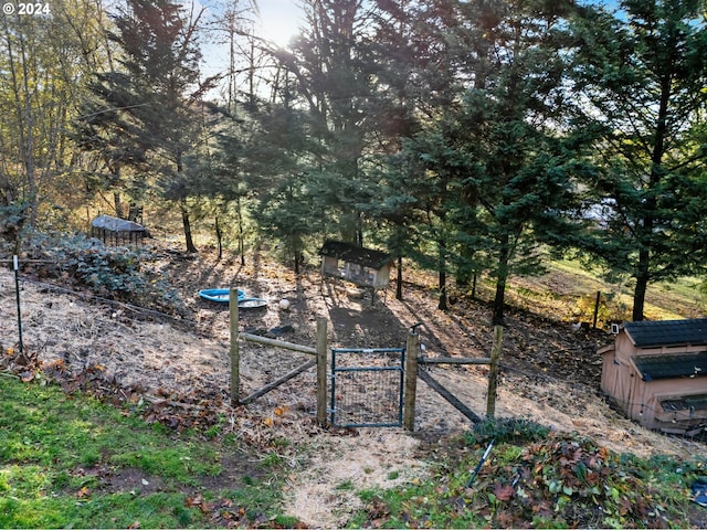 27915 NE Thompson Cir, Yacolt, WA 98675 - view of yard featuring a gate and a storage shed