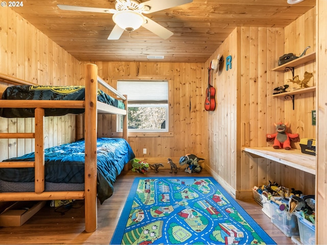 27915 NE Thompson Cir, Yacolt, WA 98675 - bedroom featuring wood ceiling, wood walls, and wood finished floors