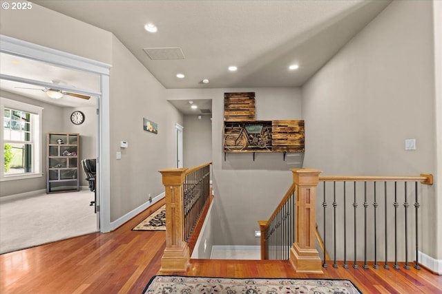 12521 NW Jackson Quarry Rd, Hillsboro, OR 97124 - stairway with wood finished floors, recessed lighting, and baseboards