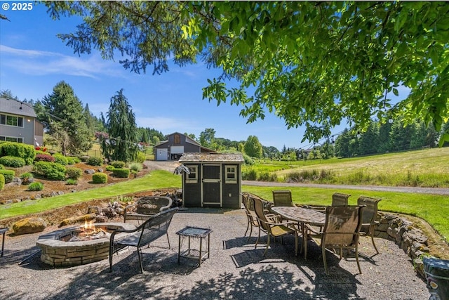 12521 NW Jackson Quarry Rd, Hillsboro, OR 97124 - view of patio / terrace with an outdoor fire pit and outdoor dining area