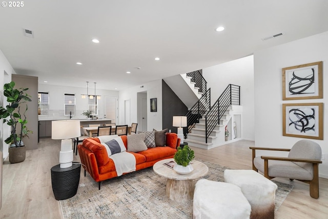 living room featuring light hardwood / wood-style floors