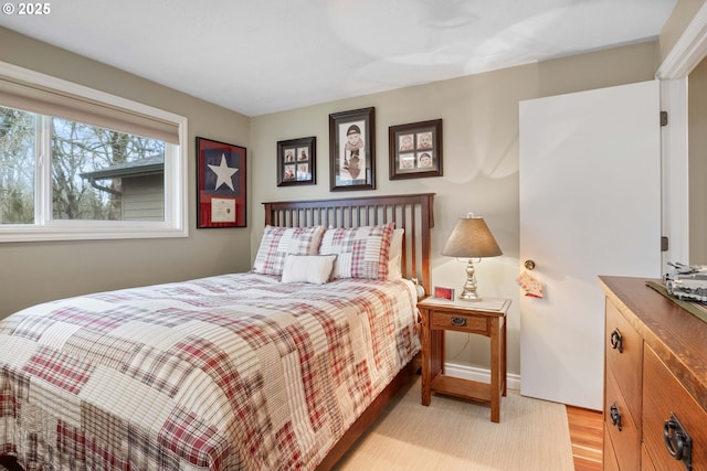 bedroom featuring light hardwood / wood-style flooring