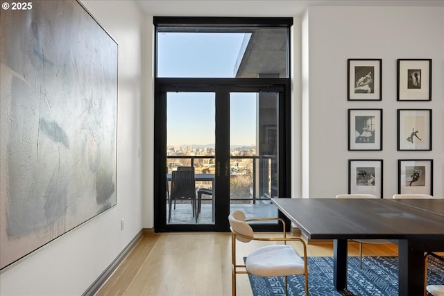 interior space featuring light hardwood / wood-style floors and expansive windows