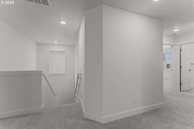15129 SW Huntwood St, Tigard, OR 97224 - hall with an upstairs landing, carpet floors, recessed lighting, and baseboards