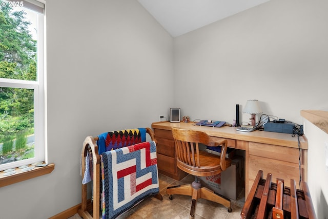 1395 Dooley Ln, Gearhart, OR 97138 - home office featuring lofted ceiling and healthy amount of natural light