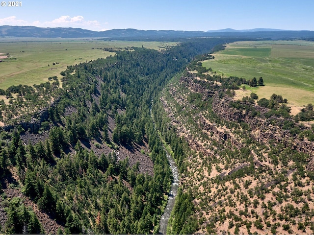 drone / aerial view with a mountain view