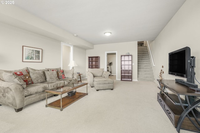 living room with carpet flooring