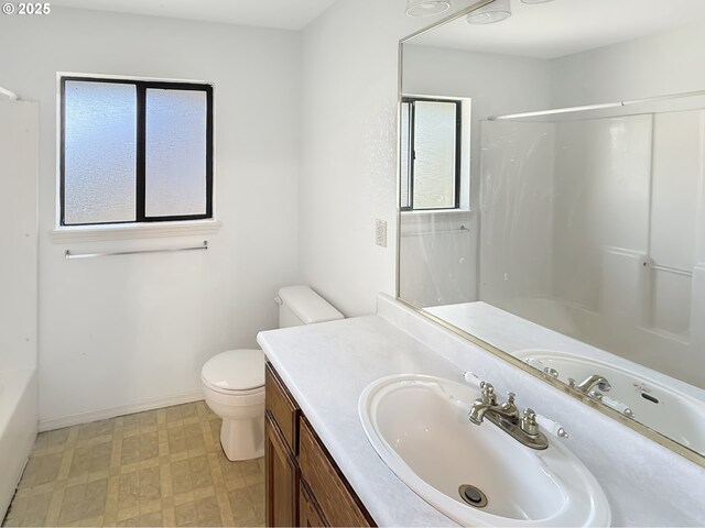 543 Linda Ln, Brookings, OR 97415 - full bathroom featuring toilet, vanity, a shower, and tile patterned floors