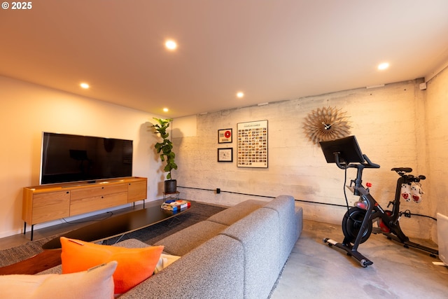 living area featuring recessed lighting