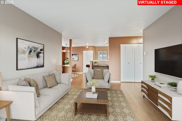 living room with light wood-type flooring