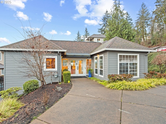 view of front facade with french doors