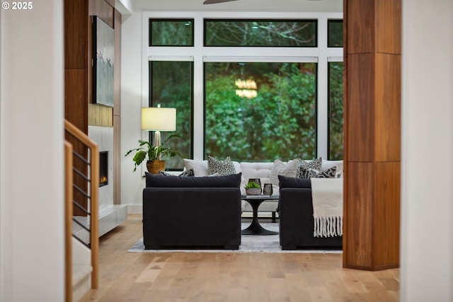 interior space with light hardwood / wood-style floors