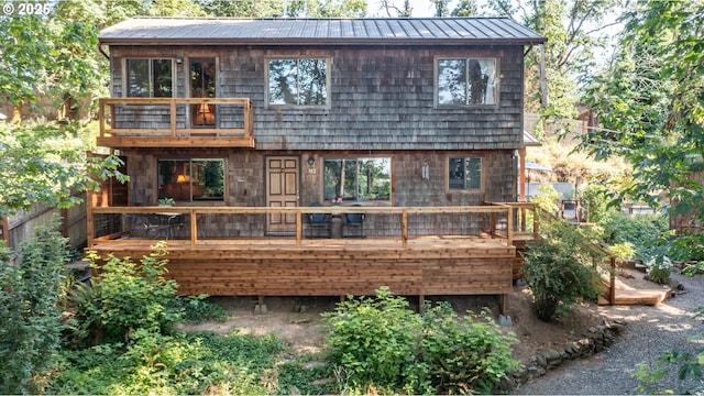 182 Holloway Hts, Brownsville, OR 97327 - view of front of home featuring a balcony and a wooden deck