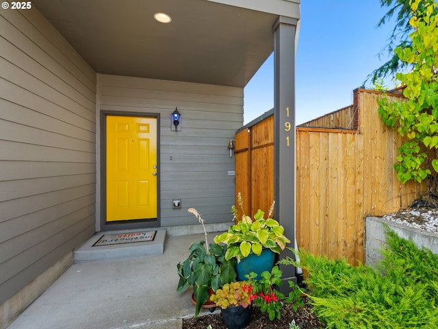 view of doorway to property