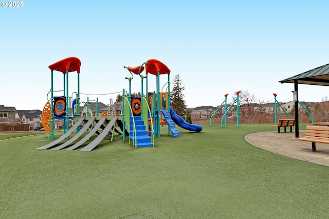 communal playground with a yard