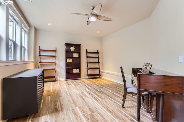 10445 SW 141st Ave, Beaverton, OR 97008 - office area with ceiling fan, light wood-style flooring, baseboards, and recessed lighting
