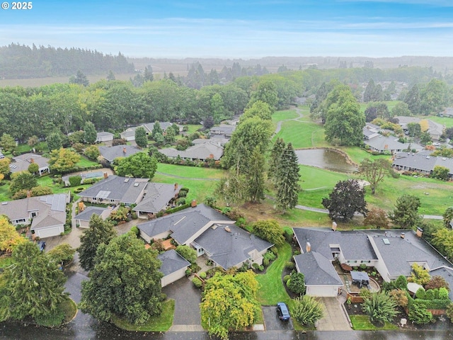 bird's eye view featuring a residential view and view of golf course