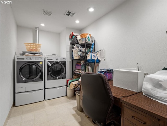 4415 Poplar Way, Longview, WA 98632 - washroom with independent washer and dryer, an office area, and recessed lighting