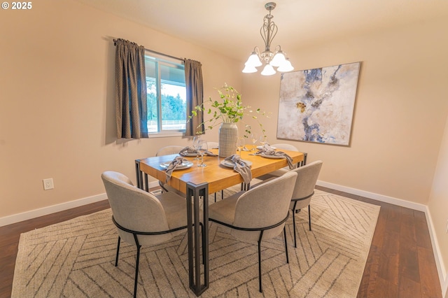29115 NE 99th Ave, Battle Ground, WA 98604 - dining room featuring baseboards, a chandelier, and dark wood-style floors