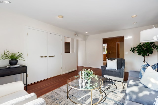 2941 SW Moss St, Portland, OR 97219 - living room featuring wood finished floors and recessed lighting