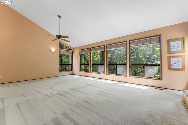 2 Icarus Loop, Lake Oswego, OR 97035 - spare room with plenty of natural light, carpet floors, ceiling fan, and high vaulted ceiling
