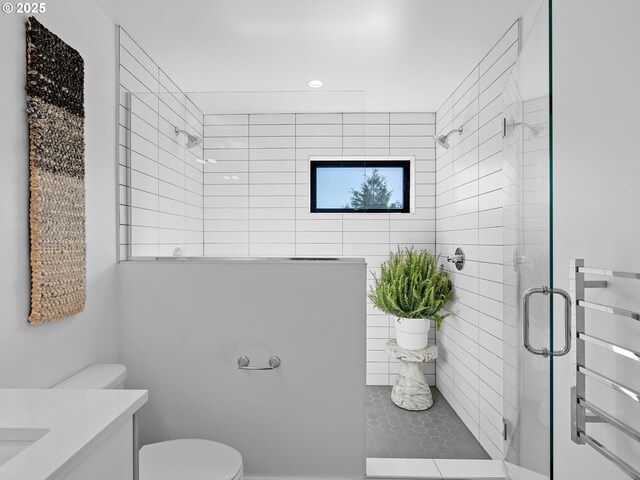 4566 NE Cesar E Chavez Blvd, Portland, OR 97211 - full bathroom with a shower stall, vanity, and recessed lighting