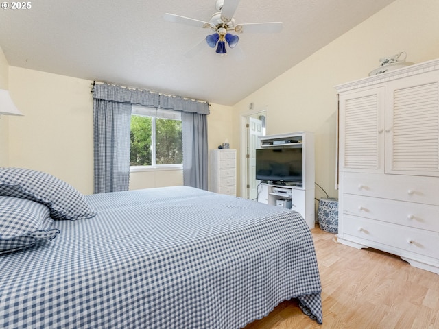 1761 SW Songbird St, Mcminnville, OR 97128 - bedroom with vaulted ceiling, light wood-type flooring, and ceiling fan