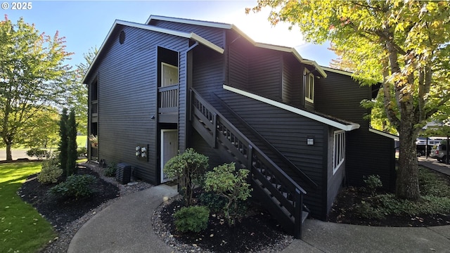 view of home's exterior featuring central AC