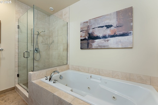1660 NW Riverscape Dr, Portland, OR 97209 - full bathroom featuring a stall shower, a tub with jets, and tile patterned flooring