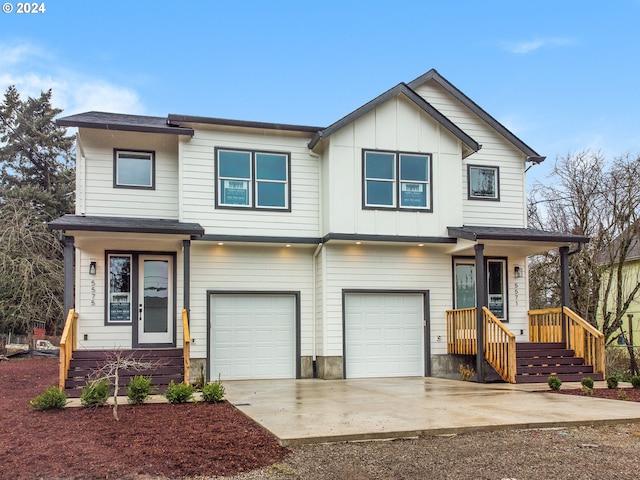 view of front of house with a garage