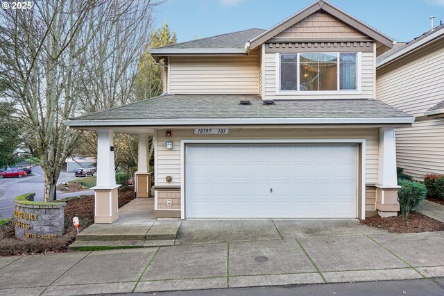 view of front of home with a garage