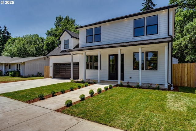 2110 Labona Dr, Eugene, OR 97404 - view of front facade featuring concrete driveway, a porch, a garage, and roof with shingles