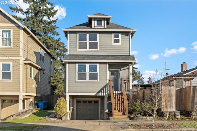 view of front of house with a garage