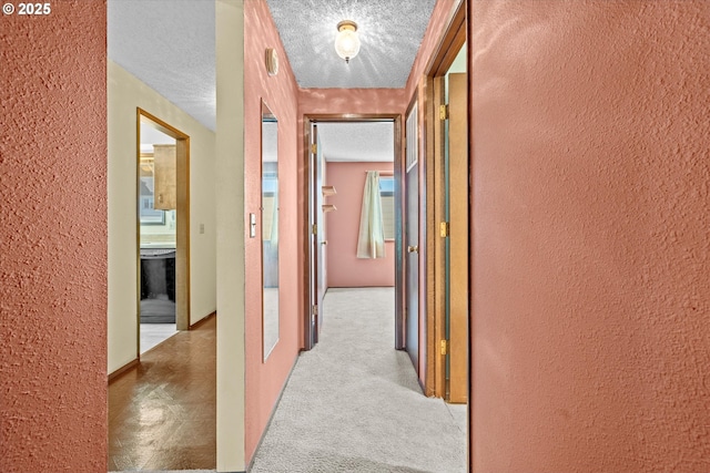 110 NE Village Squire Ave Unit 12, Gresham, OR 97030 - corridor featuring a textured wall, a textured ceiling, and light colored carpet