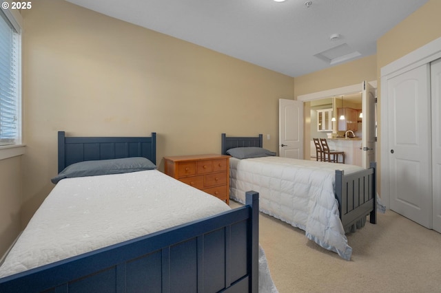 3642 SW Baird St # 4, Portland, OR 97219 - bedroom featuring light colored carpet and a closet