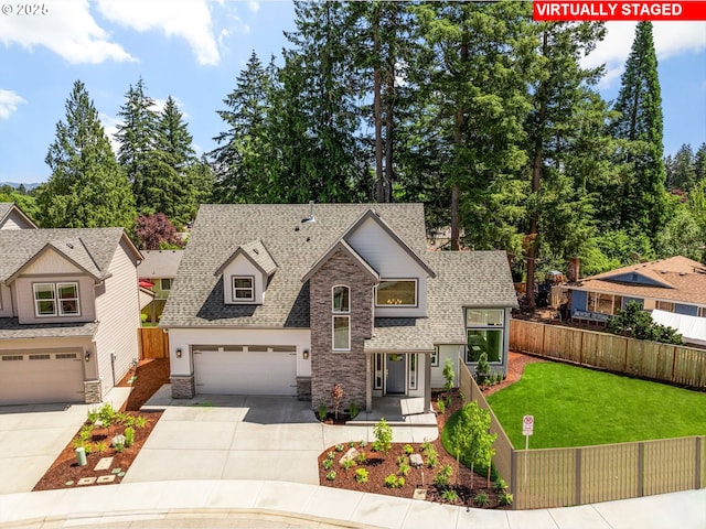 5826 SW Grayson Ter, Beaverton, OR 97078 - view of front facade featuring stone siding, concrete driveway, and roof with shingles